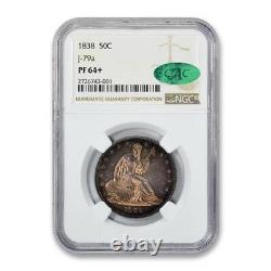 1838 Seated Liberty Half Dollar Pattern J-79 A NGC PR 64+ CAC Approved Ex 66