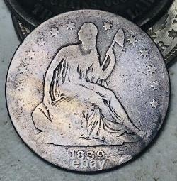 1839 Seated Liberty Half Dollar 50C With Drapery Ungraded Silver US Coin CC10057