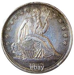 1839 Seated Liberty Half Dollar, No Drapery, Rare Variety
