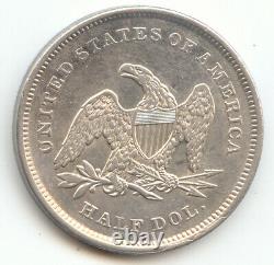 1839 Seated Liberty Half Dollar, With Drapery, Bright White AU-Unc