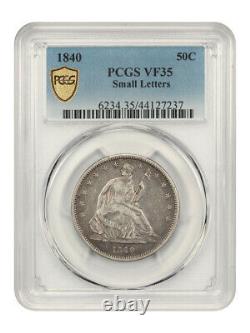 1840 50c PCGS VF35 (Small Letters) Scarce Issue Liberty Seated Half Dollar