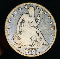 1840 O Seated Liberty Half Dollar 50C WB-10 DIE CRACK 90% Silver US Coin CC12101