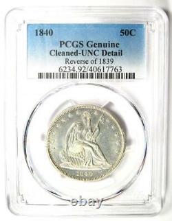1840 Seated Liberty Half Dollar 50C PCGS Uncirculated Details (MS UNC) Rare