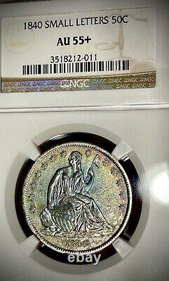 1840 seated liberty half dollar sm letters ngc au55+