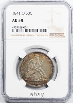 1841 O 50c Seated Liberty Half Dollar NGC AU 58 About Uncirculated Toned Beau