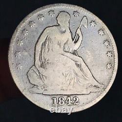 1842 O Seated Liberty Half Dollar 50C Ungraded Choice 90% Silver US Coin CC17519