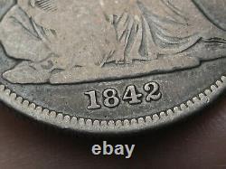 1842 P Seated Liberty Half Dollar- Philadelphia, Small Date, VG/Fine Details