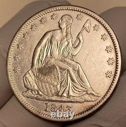 1843 Seated Liberty Half Dollar About Uncirculated