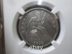 1844 O SEATED LIBERTY HALF DOLLAR IN NGC ms61 uncirculated CONDITION