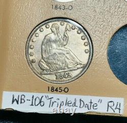 1845 O Seated Liberty Half Dollar 50C WB 106 TRIPLED DATE Silver US Coin CC6000