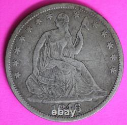 1846 0 Seated Liberty Half Dollar Medium Date Exact Silver Coin Shown 07