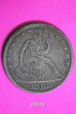 1846 0 Seated Liberty Half Dollar Medium Date Exact Silver Coin Shown 07
