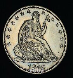 1846 Seated Liberty Half Dollar 50C TALL DATE CHOICE 90% Silver US Coin CC12300