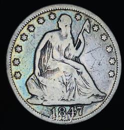 1847 Seated Liberty Half Dollar 50C Ungraded 90% Silver US Coin CC19842