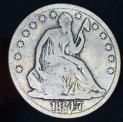 1847 Seated Liberty Half Dollar 50C Ungraded Choice 90% Silver US Coin CC18646
