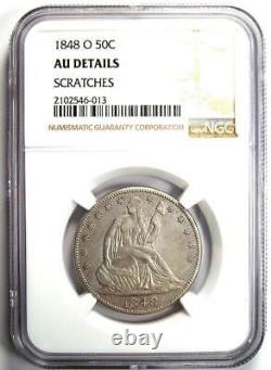 1848-O Seated Liberty Half Dollar 50C Certified NGC AU Detail Rare Date Coin