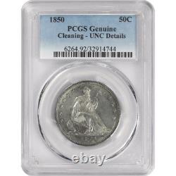 1850 No Motto Seated Liberty Half Dollar 50c, PCGS Uncirculated Details