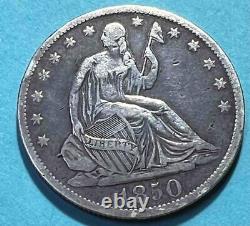 1850-O Seated Liberty Half Dollar Coin 90% Silver Coin Silver Free Shipping