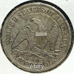 1853, Arrows and Rays, 50C Liberty Seated Half Dollar (64545)