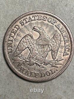 1853 Arrows and Rays Seated Liberty Silver Half Dollar AU+