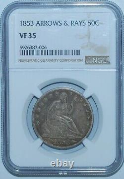 1853 NGC VF35 With Arrows And Rays Seated Liberty Half Dollar