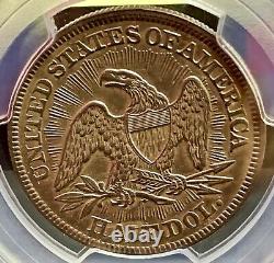 1853 SEATED LIBERTY HALF DOLLAR ARROWS & RAYS PCGS UNC details