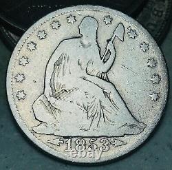 1853 Seated Liberty Half Dollar 50C ARROWS RAYS Ungraded Silver US Coin CC15791