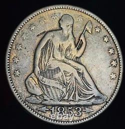 1853 Seated Liberty Half Dollar 50C ARROWS RAYS Ungraded Silver US Coin CC16731