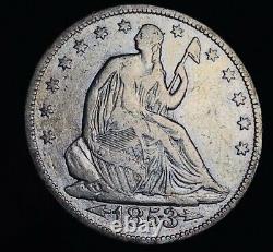 1853 Seated Liberty Half Dollar 50C ARROWS RAYS Ungraded Silver US Coin CC8513