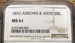 1853 Seated Liberty Half Dollar Arrows & Rays NGC MS 61