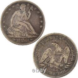 1853 Seated Liberty Half Dollar F Fine 90% Silver 50c Coin SKUI9943