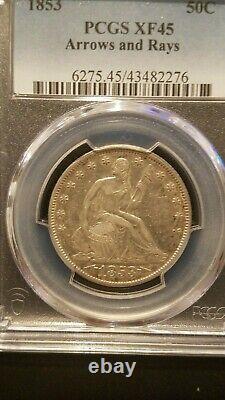 1853 Seated Liberty Half Dollar PCGS XF45 Arrows & Rays One Year Type Coin