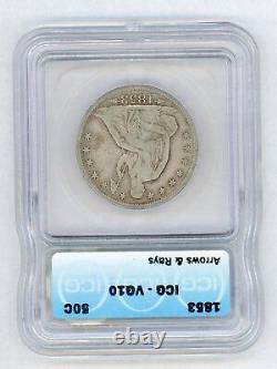 1853 Seated Liberty Silver Half Dollar Graded Icg Vg10