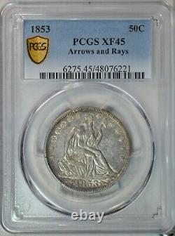 1853 Seated half dollar, PCGS XF45. Type Coin Company