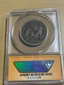 1853 US Seated Liberty Arrows and Rays Half Dollar Graded F15 by ANACS