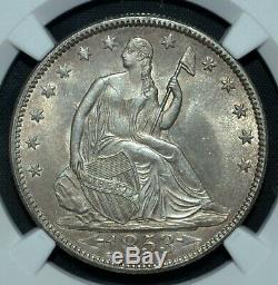 1853-p Seated Liberty Half Dollar Ngc Ms-63 50c Arrows & Rays L@@k Trusted