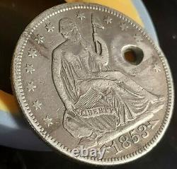 1853 seated liberty silver half dollar 50 cent piece in high grade xf+ condition