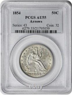 1854 Liberty Seated Silver Half Dollar Arrows AU55 PCGS