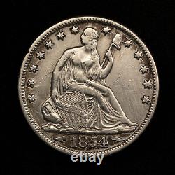 1854-O 50c Seated Liberty Silver Half Dollar XF/AU Dets SKU-H1652