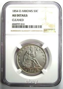 1854-O Arrows Seated Liberty Half Dollar 50C NGC AU Details Rare Date Coin