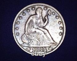 1854 P Seated Liberty Half Dollar Arrows Very Nice Details V-3 # S171