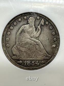 1854-P With Arrows Seated Liberty Half Dollar. YXKX Toning