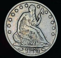 1854 Seated Liberty Half Dollar 50C Arrows Choice Good 90% Silver US Coin CC7789