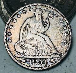 1854 Seated Liberty Half Dollar 50C Arrows DIE CRACKS Good US Silver Coin CC6123