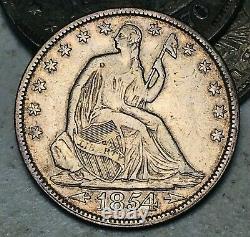 1854 Seated Liberty Half Dollar 50C Arrows High Grade 90% Silver US Coin CC11785
