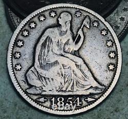 1854 Seated Liberty Half Dollar 50C Arrows Ungraded 90% Silver US Coin CC13789