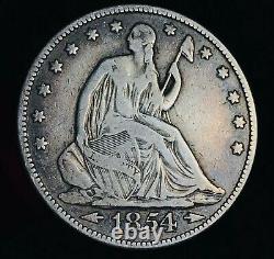1854 Seated Liberty Half Dollar 50C Arrows Ungraded Good US Silver Coin CC10149