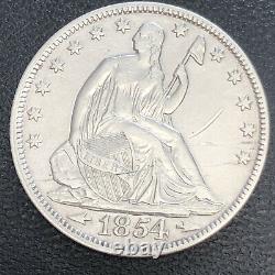 1854 Seated Liberty Half Dollar 50c High Grade AU Details #34134