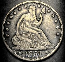 1854 Seated Liberty Silver Half Dollar 50c Arrows High Grade Details Type Coin