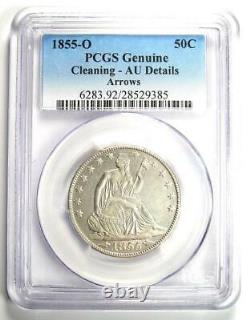 1855-O Arrows Seated Liberty Half Dollar 50C PCGS AU Details Rare Date Coin